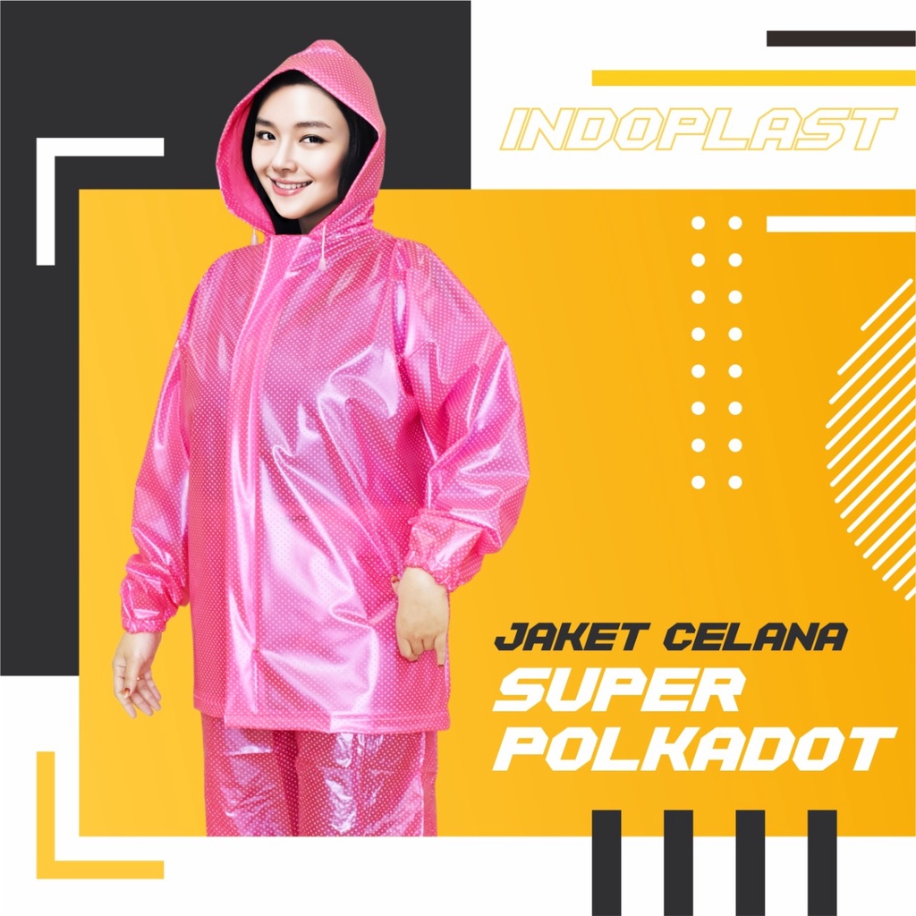 Jas Hujan Indoplast Jaket CELANA SUPER POLKADOT