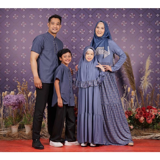 Gamis Dress Elzatta Sarimbit Kanawa Wom Bahan Spandek Adem