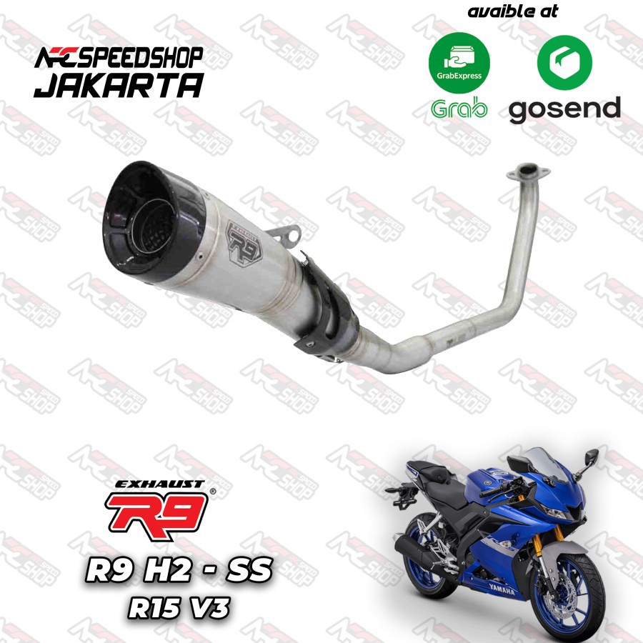 Knalpot R9 H2 SS Carbon All New R15 V3 / MT15 Fullsystem #akrapovic
