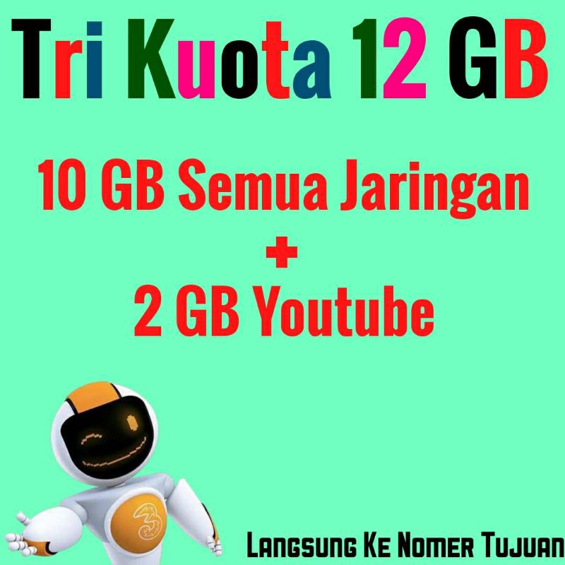 Paket Kuota Tri 12 GB Masa Aktif 30 Hari Murah Langsung Ke