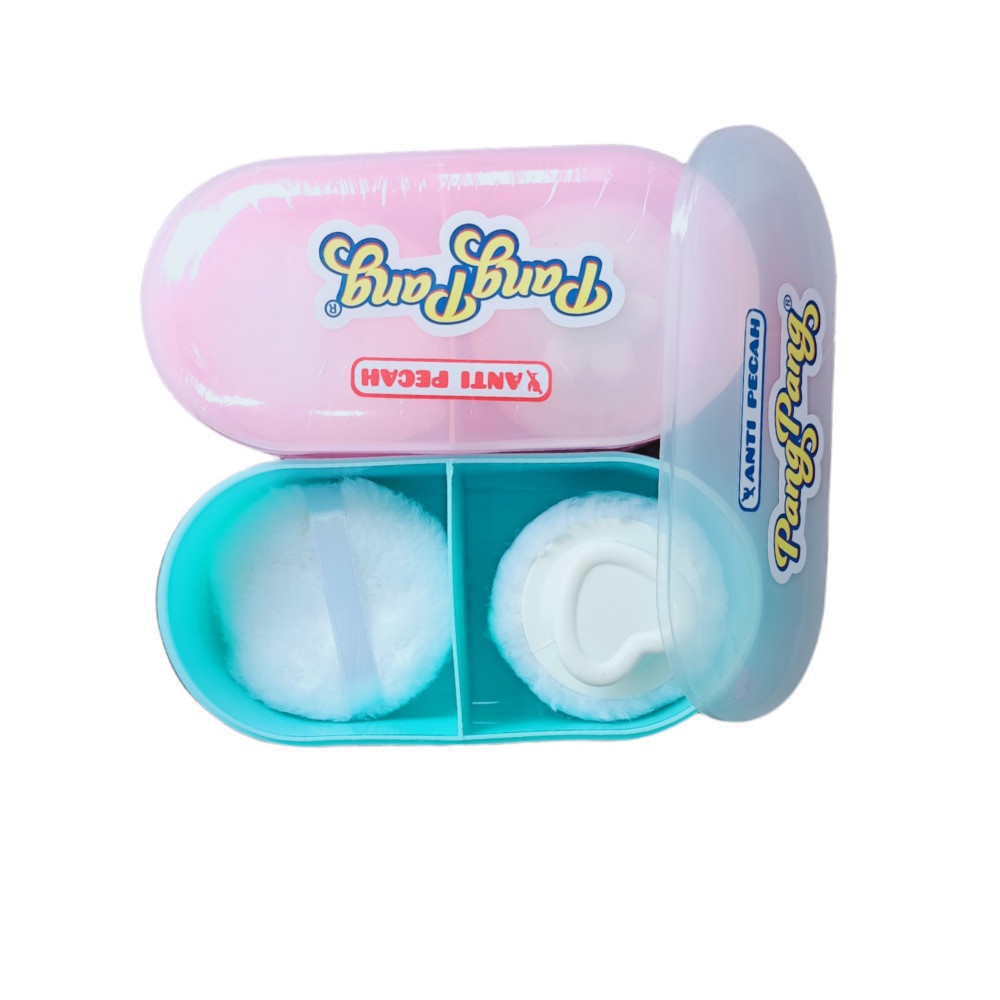 Tempat Box Wadah Bedak Bayi Powder Case Twin Baby isi dua dengan Puff