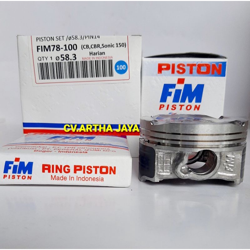 PISTON KIT FIM FIM78 HONDA SONIC 150 R / CBR 150 LED / SUPRA GTR 150 / NEW CBR LED / CB LED ( 57,3 /