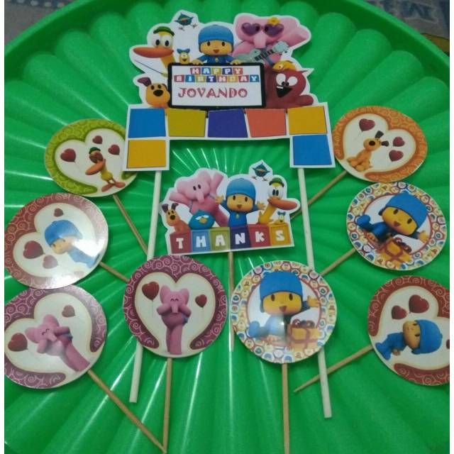 

topper banner kue cupcake Pocoyo