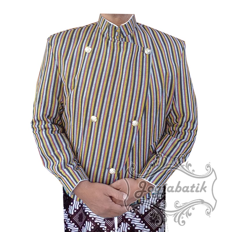 Beskap Lurik Salur Warna Solo Sikep Atau Landung Baju Tradisional Jawa