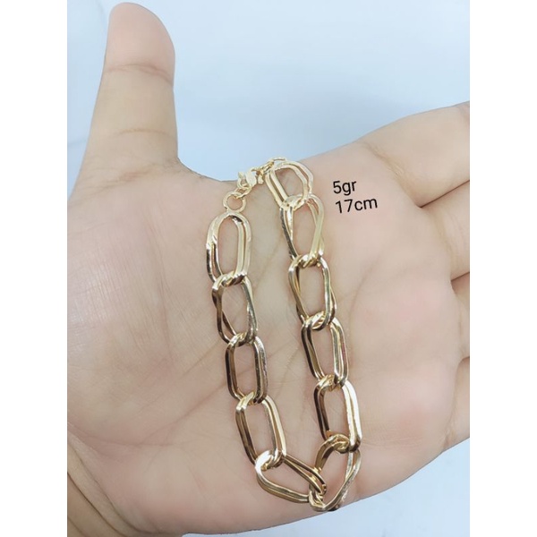 gelang tangan wanita perak asli lapis emas/gelang tangan rantai oval doble/gelang tangan asli silver 925 - perhiasan gelang tangan wanita perak 925 asli