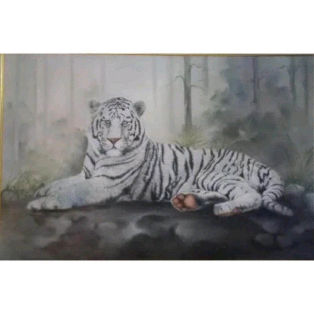 Lukisan Harimau Putih Jantan Elektronik Shopee Indonesia