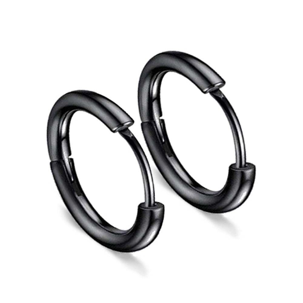 NICKOLAS1 Anting Hoop Aksesoris Mini Kecil Warna Silver/Black/Gold Unisex 1pasang Bahan Titanium Steel