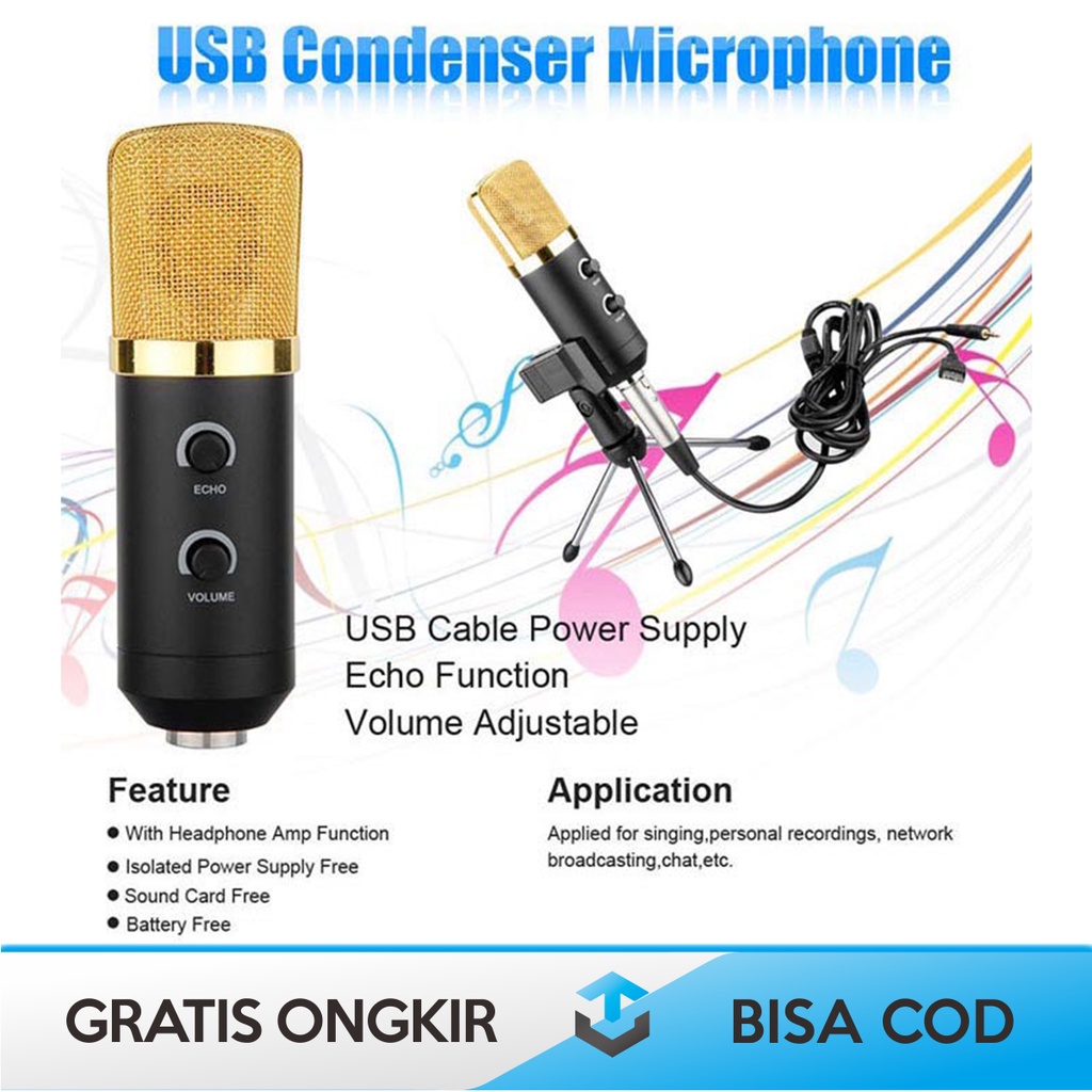 CONDENSER MICROPHONE USB KONEKTOR ORI BY TAFFSTUDIO K669B MINI TRIPOD