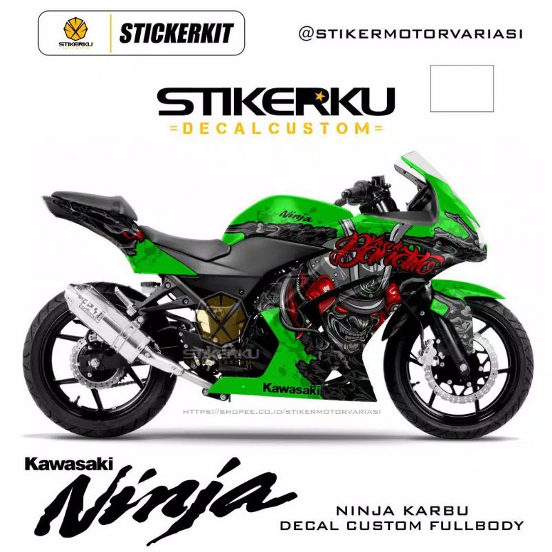 decal motor ninja 250 karbu / decal ninja 250 karbu fullbody / Sticker motor ninja 250 karbu