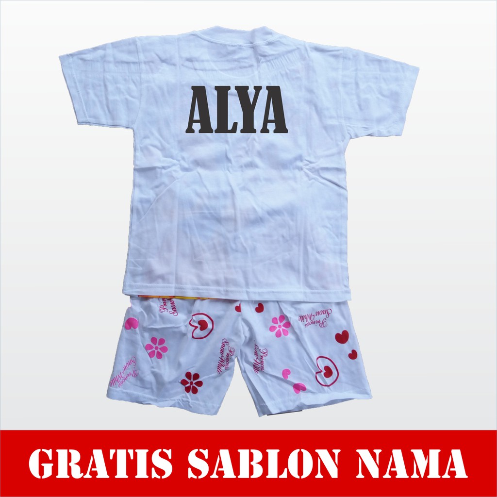 Baju Anak Setelan Snow White Kaos Anak Laki-Laki Perempuan Murah Gratis Custom Nama