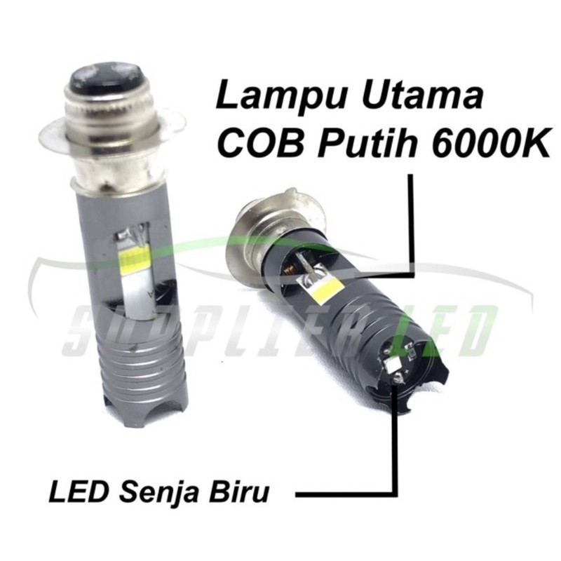 Lampu LED Motor Socket H6 M11GH6 Light Force + Senja Biru PnP