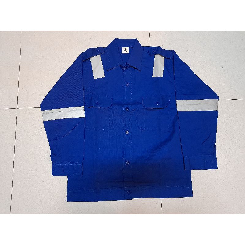 BAJU SERAGAM KERJA PROYEK BAJU DRILL BIRU BCA / Baju safety drill biru BCA