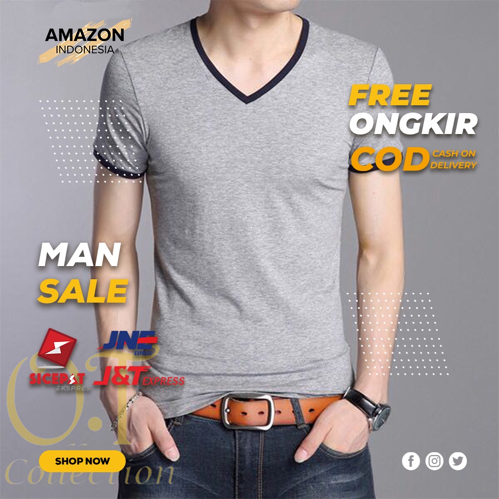 YANG LAGI HITS DICARI GAN Termurah Vabulo Warna Grey Abu Kaos Pria Cowo Kantor Kasual Formal Lengan Pendek