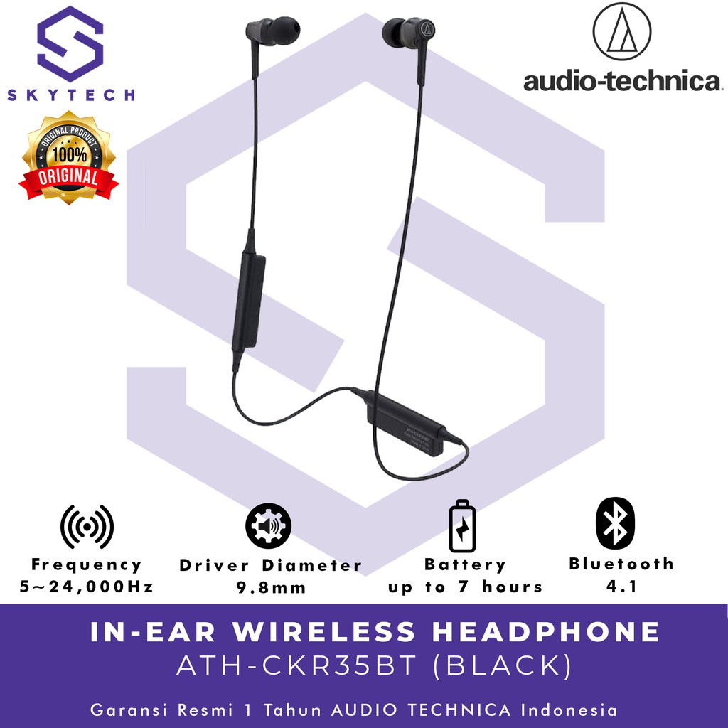 EARPHONE BLUETOOTH AUDIO TECHNICA CKR35 ORIGINAL GARANSI RESMI