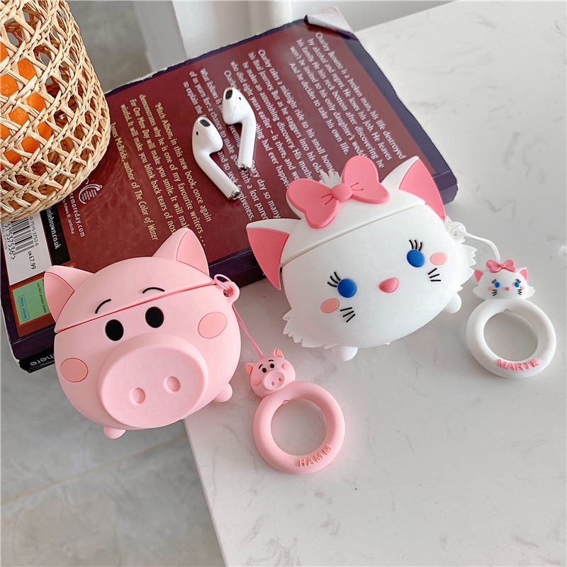 Soft Case Bahan Silikon Bentuk Piglets Untuk Airpods 1/2