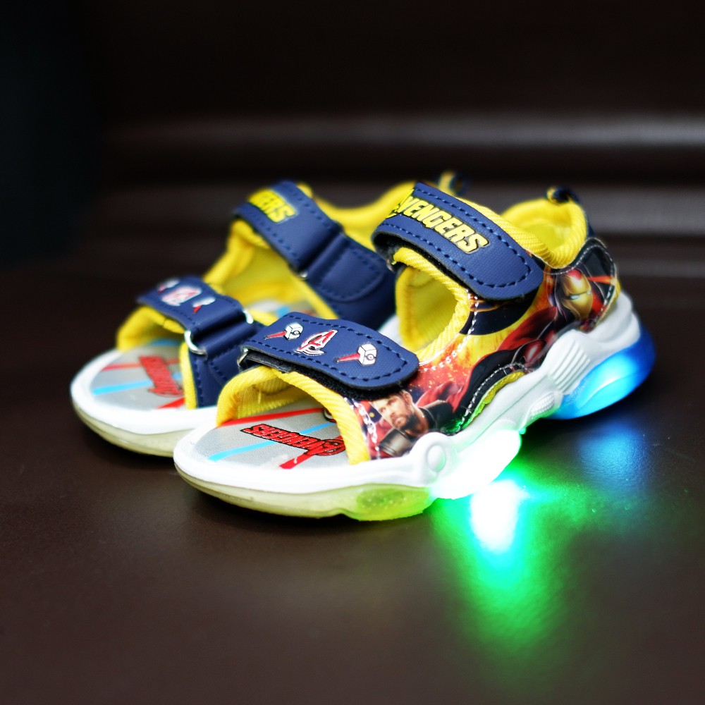 Sepatu SANDAL Anak Laki-laki LED IMPORT Model AVENGER Terbaru IRON MAN 001