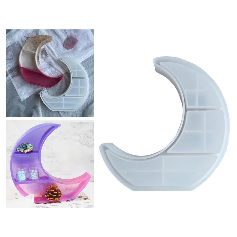 SIY  Moon Shaped Tray Epoxy Resin Mold Crescent Display Stand Silicone Mould DIY Crafts Jewelry Organizer Trinket Holder Mold