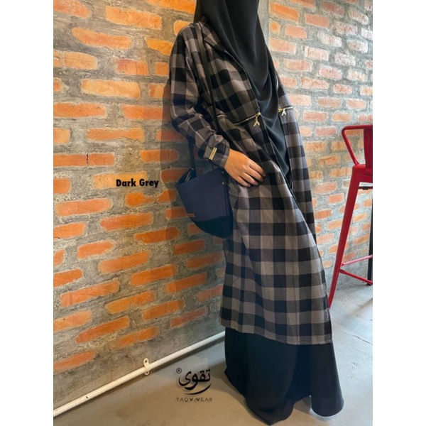 Taqwawear - Outer Shanum Part 2 Long Outer Motif Kotak Kotak Bahan Flanel