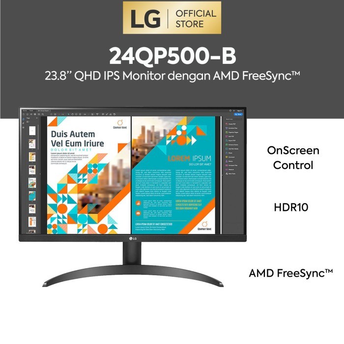 Monitor LG 24QP500 QHD, 2K, IPS, 75hz, 99% sRGB FreeSync LED Resmi | ITECHBALI