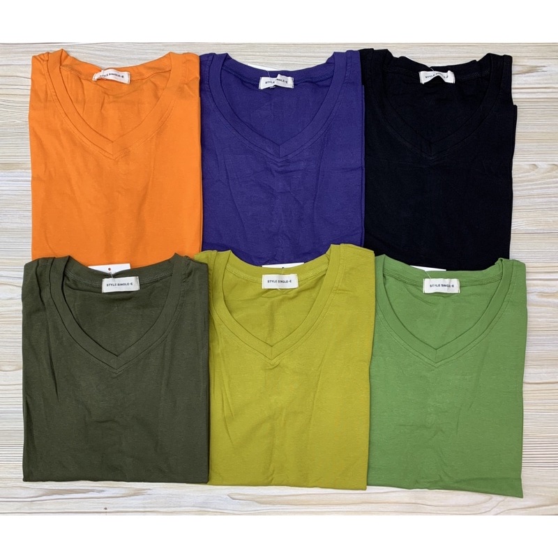 KAOS POLOS LEHER V BAHAN RIB IMPORT/ATASAN WANITA IMPORT