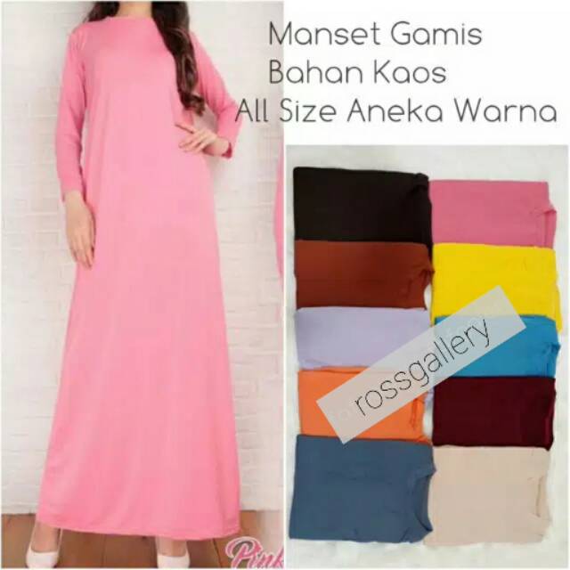 Manset Gamis Bahan Kaos All Size - Baju Muslimah Wanita