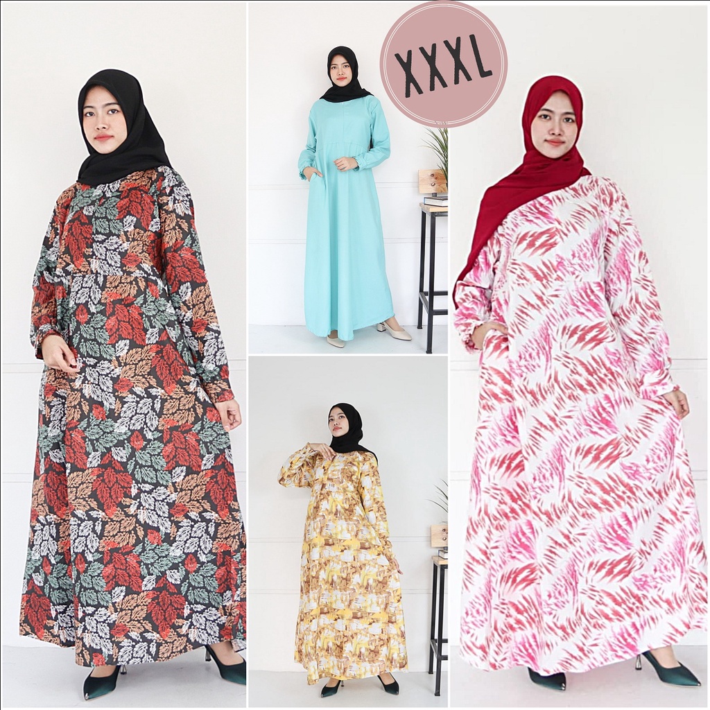 IZANY Gamis Kancing / Dress Muslim Lengan Kancing XXXL Banyak Motif