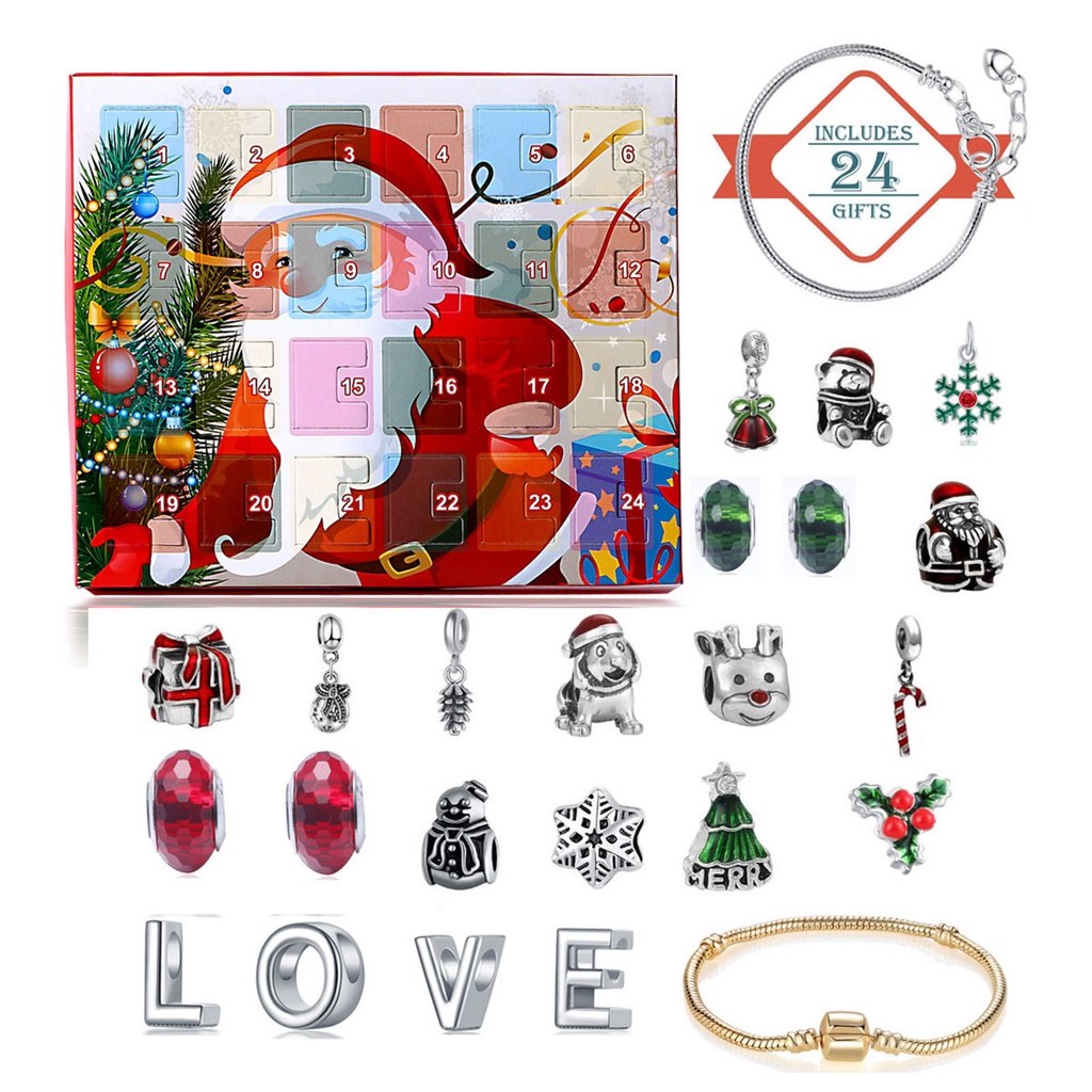 Hu Hu Hu Hu Hu Alat Bantu Pasang Kacamata♡ 1 Set Kotak Kalender Advent Natal Bahan Alloy Untuk Anak Perempuan