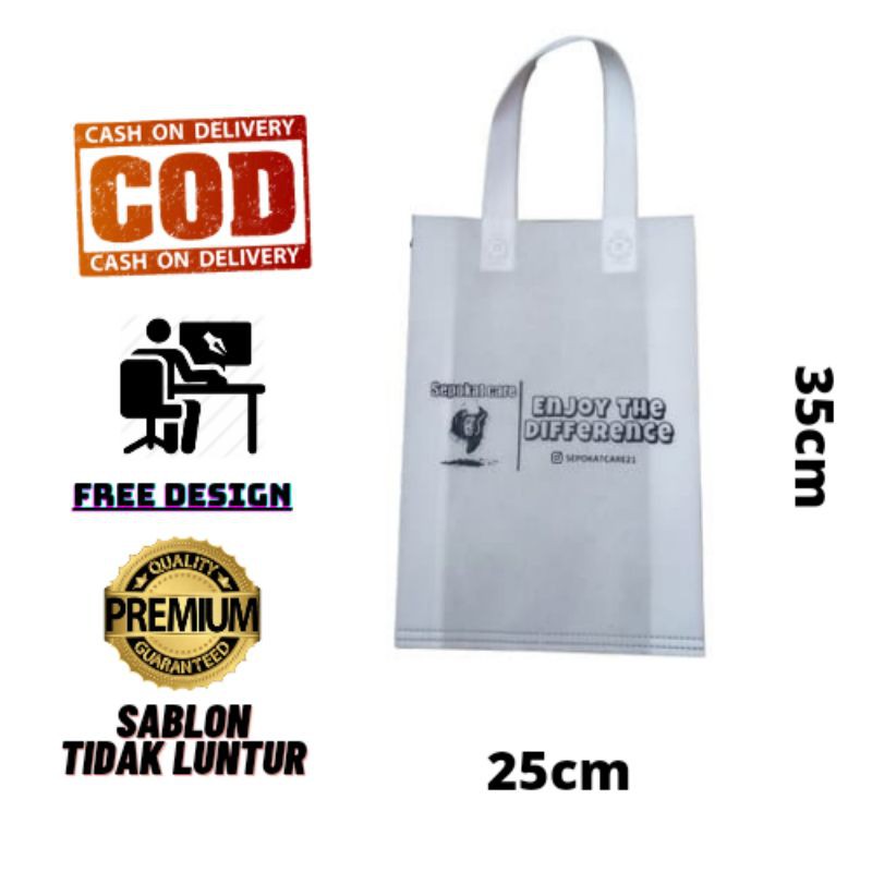 SABLON TAS SPUNBOND / GOODIEBAG UK 25*35 - 30*40 - 38*45 Min order 50pcs kelipatan