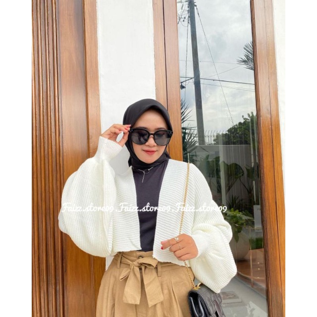 OVERSIZE CROP Tangan Balon Cardigan Rajut wanita/Outer Knit Tangan balon PREMIUM/CROP CARDI Balon store09 Murah