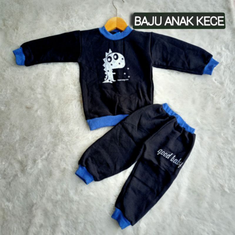 Setelan Anak Fleece 1 Sampai 5 Tahun Setelan Jogger Unisex Set Sweater Masa Kini