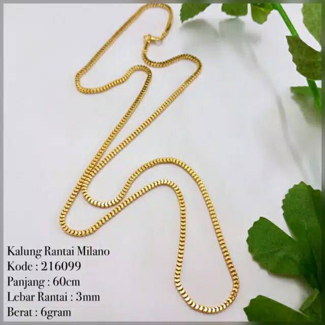 Fourfashion Kalung Milano lapis emas panjang 60cm