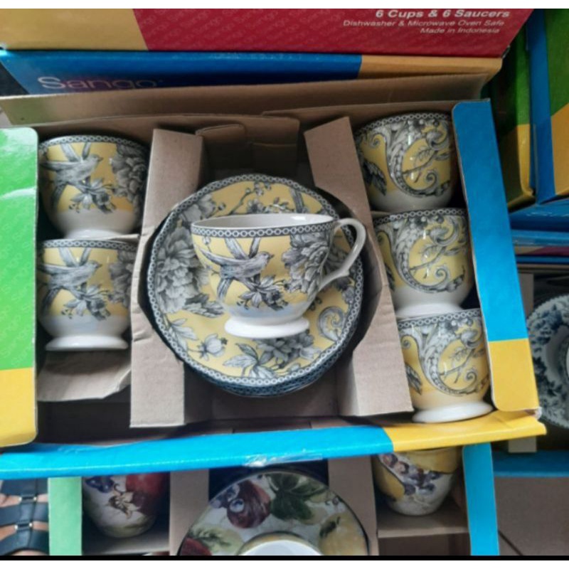 Tea Set Adelaide Cup Set Adelaide Gelas Keramik Adelaide Cangkir Keramik SANGO Motif Vintage Elegant