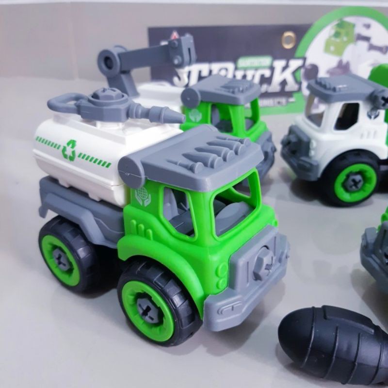 Mainan DIY Set Truk Sampah Miniatur Mobil Truck Anak Diecast Kendaraan