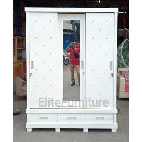 Lemari Pakaian Baju 3Pintu / lemari sleding 3pintu / Lemari Pakaian Sleding / Lemari Baju Gamis Sled