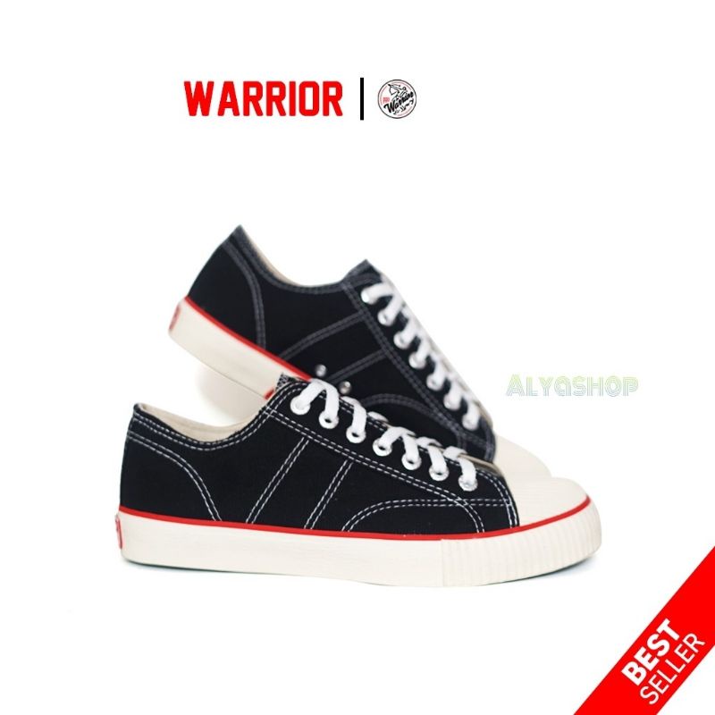 Sepatu Warrior Classic Hitam Putih LC - Sepatu Sekolah Warrior Pendek