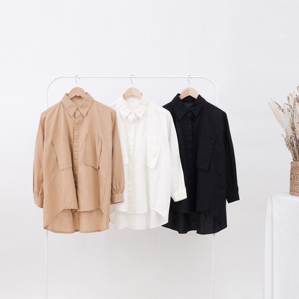 Kemeja Wanita Kantong Dua Rami Genevra-2