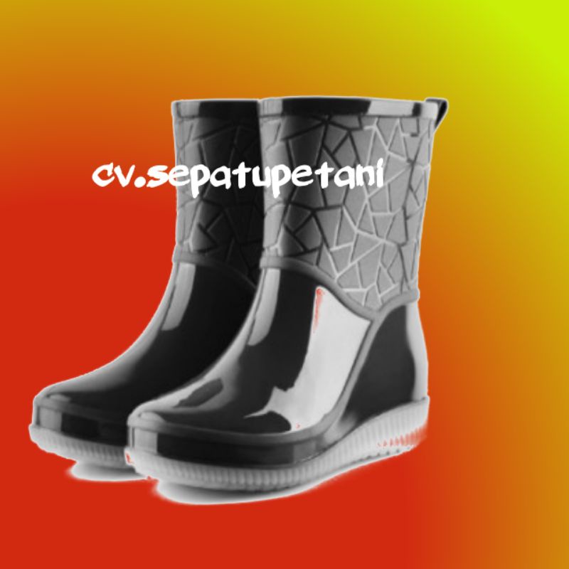SEPATU  BOOT BOOTS WANITA KEBUN TAMAN ANTI AIR LENTUR IMPORT TINGGI 21 CM BIRU TUA KARET BUKAN AP0