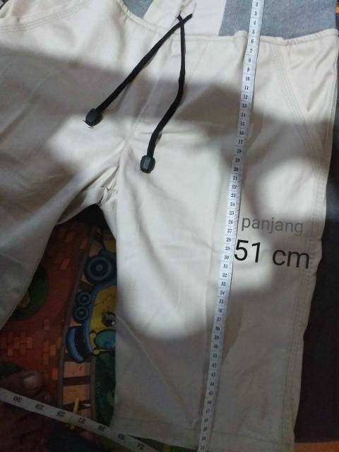 [BIG SIZE] Celana Chino Pendek Pria mick pinggang karet rip katun twill krem