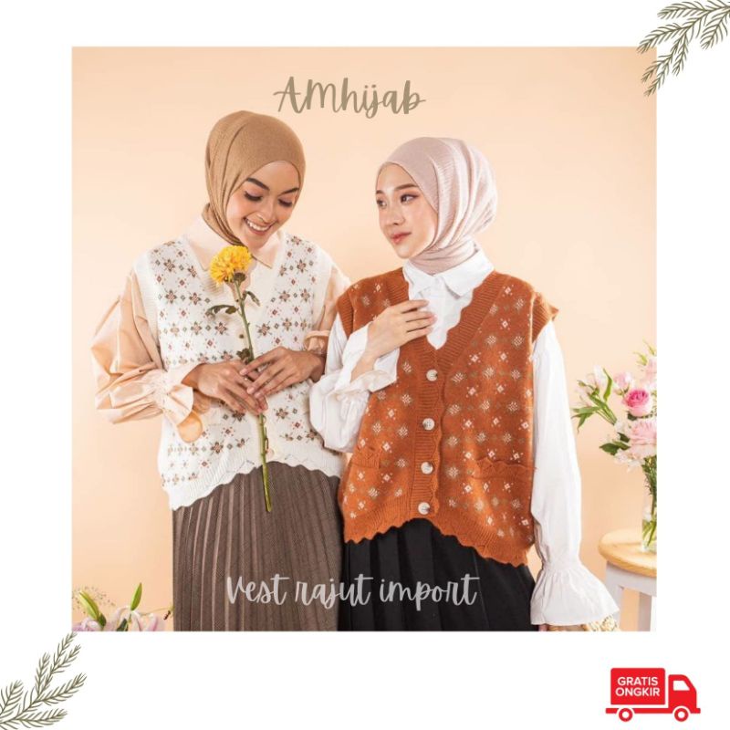 (AMhijab)Vest Rajut Import Best Seller Auter, Cardigan Rompi