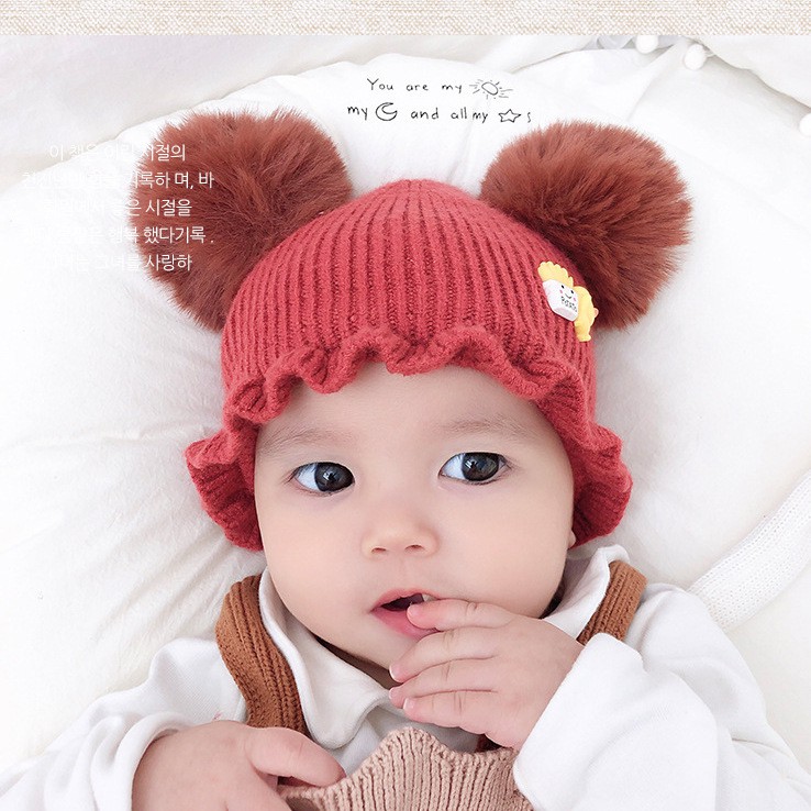 TP24-100% ASLI IMPORT Topi Rajut Kupluk Anak Bayi Perempuan Duck Fries