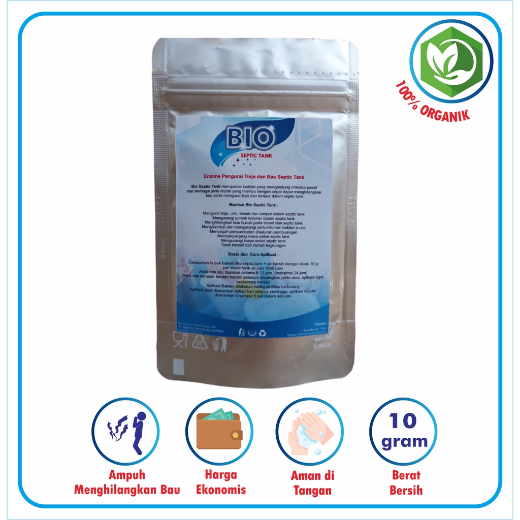 Bakteri pengurai tinja septic tank / solusi toilet mampet / penghilang bau tinja / wc mampet - 10gr