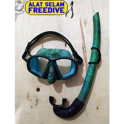 Combo Set Spearfishing Freediving Mask Masker Snorkel No Deepgear