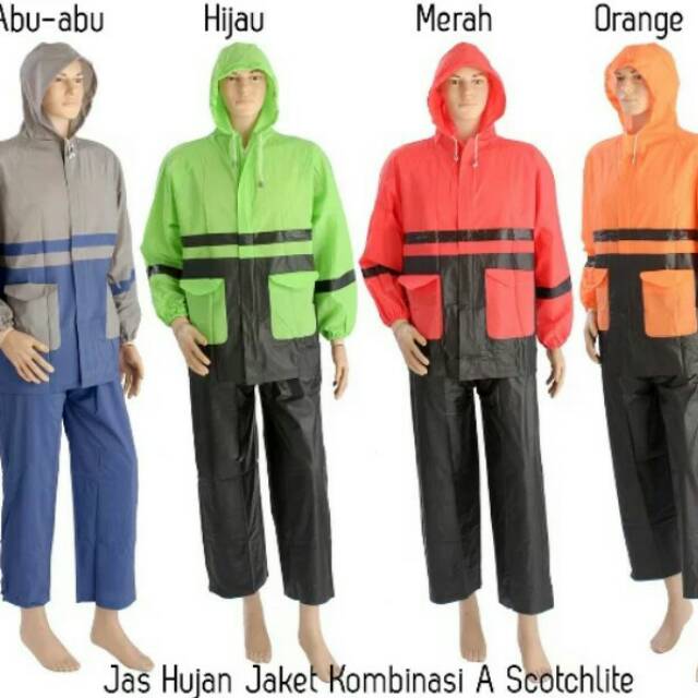 Jas Hujan Dewasa Setelan Jaket Celana Kombinasi