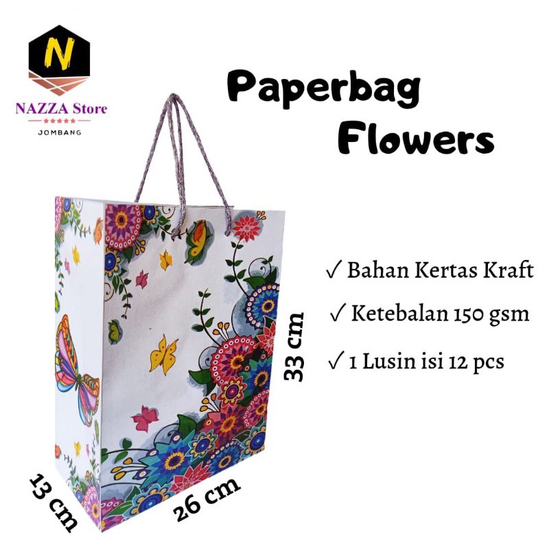 

Paperbag Flowers 26x13x33 cm isi 12 pcs