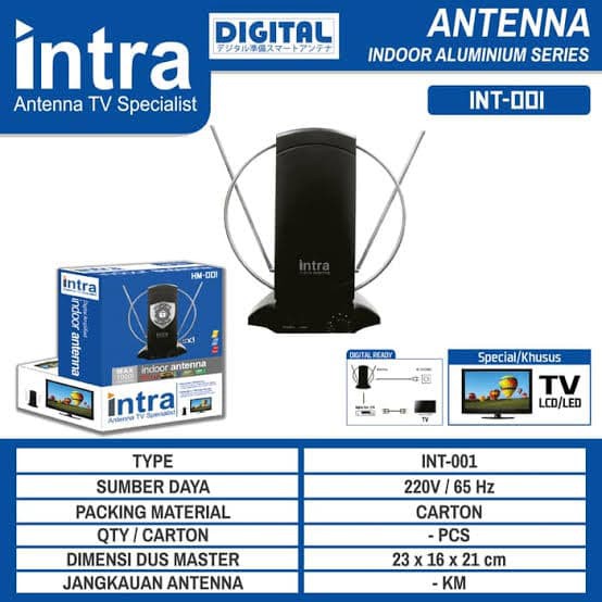 Antena Dalam Digital Intra - Antena TV Indoor Intra INT-001 INT 001 INTRA ORIGINAL
