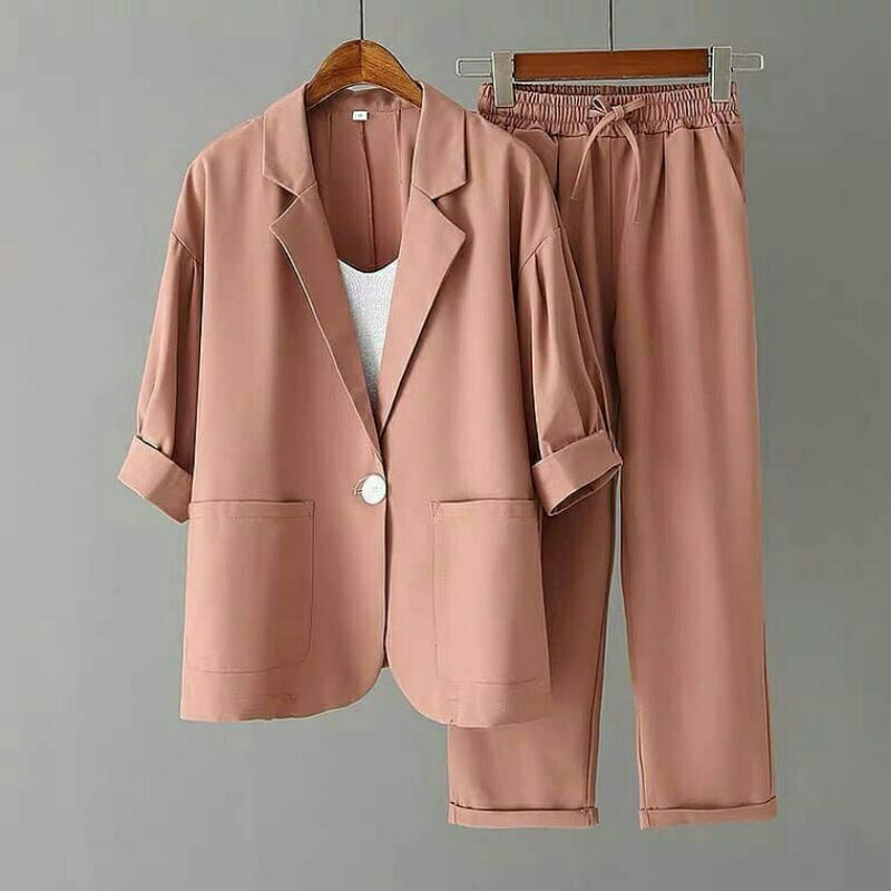 Blazer Wanita Korea CAVAREZ ONE SETT FASHION KEKINIAN MURAH TERLARIS Blazer Wanita Baju Formal Baju 