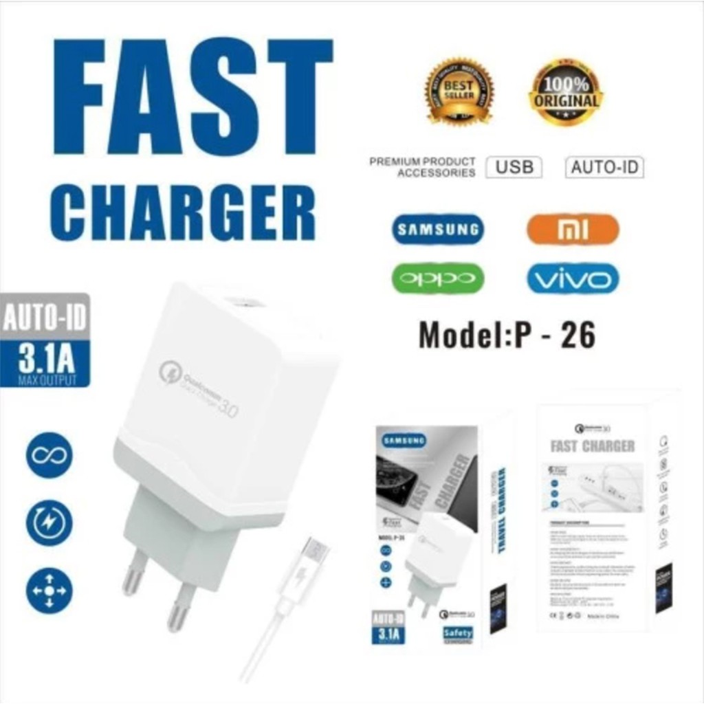 Charger Fast Charging 3.1A Micro USB - OPPO SAMSUNG VIVO XIAOMI