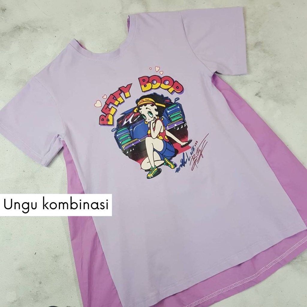 LAST PCS  LILAC ( EST 5Y) (SALE) Dress anak cewek LILAC OR GREEN BETTY BOOP DRESS import bagus style