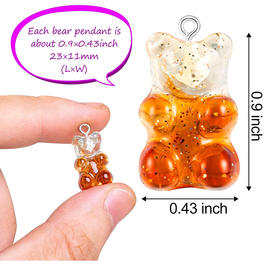 CHARMS Liontin Bentuk Gummy Bear Bahan Resin Warna Permen Untuk Membuat Perhiasan Gantungan Kunci/Gelang Diy