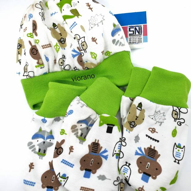 Paket Perlengkapan bayi 1set Label SNI Topi Sarung Tangan Sarung Kaki Baby New Born / Baby Gift Set